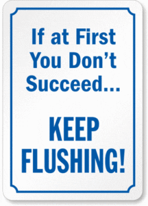 funny bathroom sign about flushing